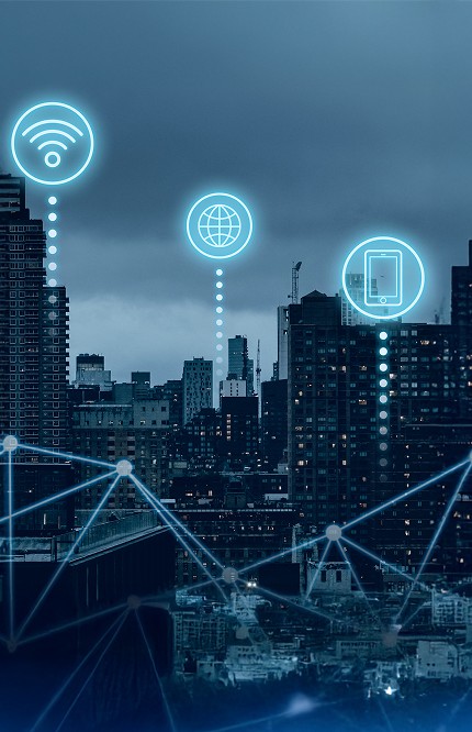 People with data overlay